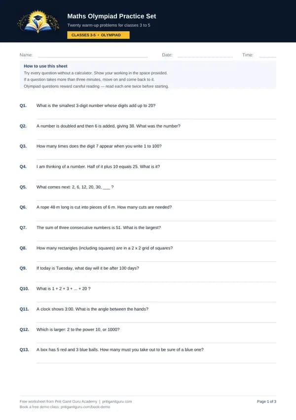 Preview of Maths Olympiad Practice Set